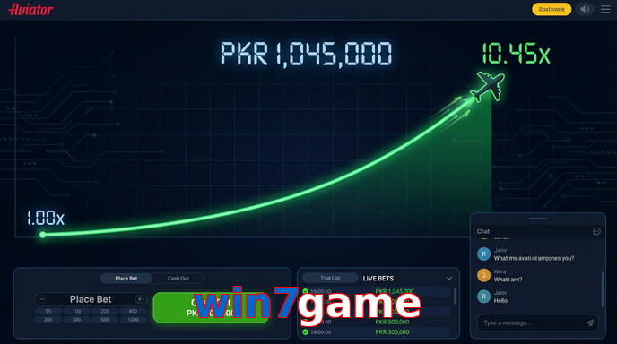 Main screen of Win7game aviator page for PK players